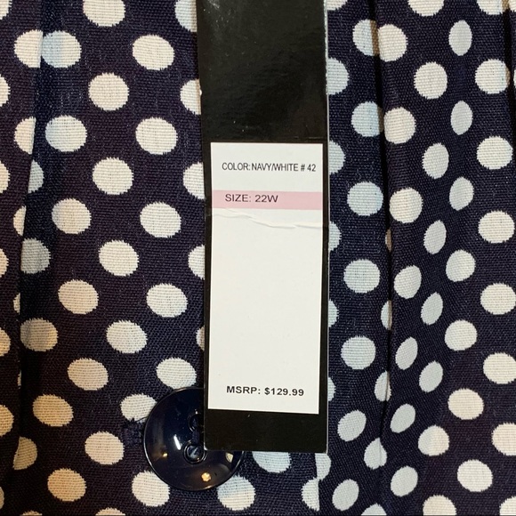 D. Vine Navy With White Polka Dots, Lined,  3/4 Sleeved Jacket, 22W, NWT - Picture 3 of 9